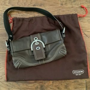 Coach Brown Leather Hobo (small). With dust bag. Silver detail.